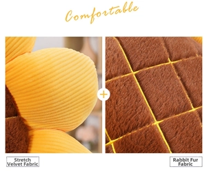 Detail of elastic fleece and rabbit fur fabric with diamond quilted texture for sunflower cushion