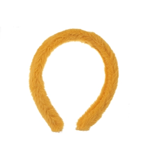 Plush mustard yellow faux rabbit fur headband with minimalist fluffy U-shaped design