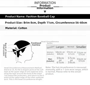 Size chart for winter flat cap showing 56-60cm head circumference and measurement guide