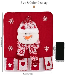 Detaillierte Maße der Weihnachts-Schneemann-Stuhlhousse 45x53cm mit Handy-Größenvergleich