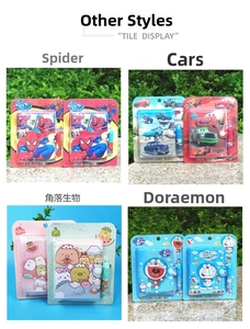 Mini-Notizbuch-Set mit Cartoon-Motiven und passenden Stiften in vier bunten Designs