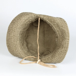 Chapeau bob en coton vert armée avec mentonnière réglable et large bord pour extérieur