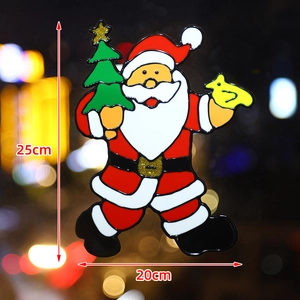 Large festive Christmas window sticker with colorful holiday patterns for glass decoration