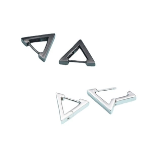 Boucles d'oreilles créatives géométriques triangulaires pour hommes et femmes noir et argent