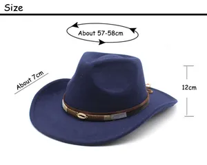 Size chart showing 7cm brim and 57-58cm circumference for the khaki wool fedora hat