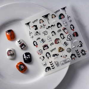 5D embossed dark gothic nail art stickers featuring snake and skull relief designs