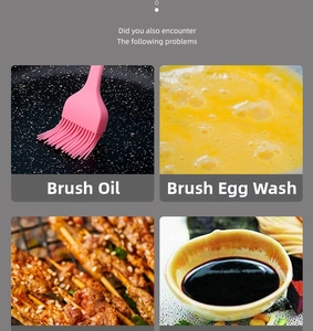 Pink silicone brush detail for spreading oil and egg wash in baking or BBQ scenes