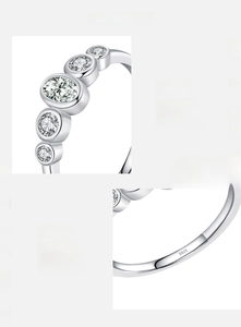 Macro detail of S925 sterling silver ring showing 5A grade zircon stones and S925 hallmark