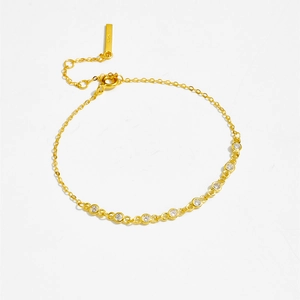 Elegant S925 sterling silver gold plated bracelet with sparkling round cubic zirconia