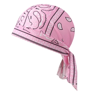 Breathable pink paisley bandana durag with mesh fabric for outdoor fitness and sports