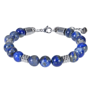 Close-up of 8mm tiger eye stone beads and stainless steel clasp with S.Steel hallmark