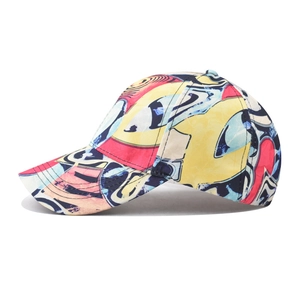 Graffiti print cotton baseball cap with colorful geometric gradient pattern