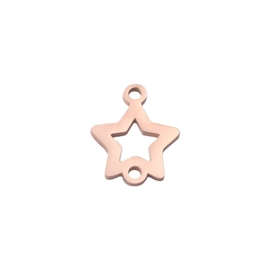 Pendentif étoile en acier inoxydable or rose poli avec deux trous de connexion