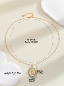 Detailed size specifications for Virgin Mary pendant with colorful zircon stones