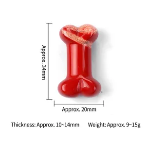 Polished natural red jasper bone carving crystal stone decor 34x20mm size