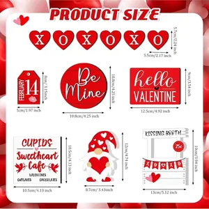 Size chart showing dimensions for the 12-piece Valentine tiered tray wooden decor set