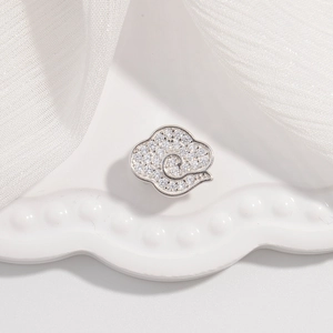 Macro view of silver S925 sterling silver cloud pendant with micro-set zircon