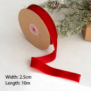 Ruban de velours rouge de 2,5 cm pour emballage cadeau de Noël et nœuds décoratifs