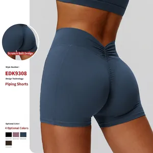 Women High Waist Yoga Shorts Scrunch Butt Lifting Brushed Fitness Running Shorts Polyamide Elastane Slim Sport Bottoms