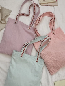 Sac fourre-tout en toile à motifs floraux rose violet et vert pour cours et travail