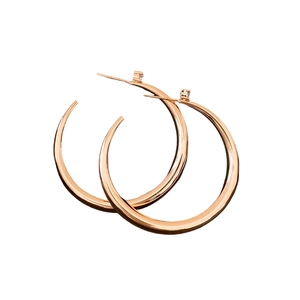 Minimalist 18k rose gold plated hoop earrings with a polished geometric round finish