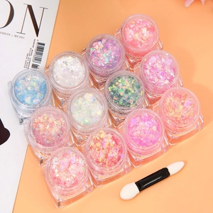 Glitter Jelly Sequins Holographic Self Adhesive Makeup For Eyes Face Body Nails Iridescent Chunky Festival Rave Cosplay