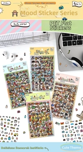 Detail of multi-themed PET waterproof cartoon stickers for journals and stationery
