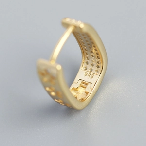 U-shaped S925 silver hoop earrings with micro-pave zircons and 925 authenticity stamp
