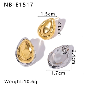 Detailed view of teardrop metal earrings with size 2.4cm and weight 10.6g specs