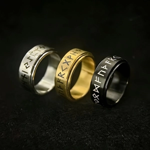 Anillo Vikingo Vintage Rune Spinner Para Hombre Mujer Giratorio De Acero De Titanio Nordic Retro Ansiedad Fidget Ring Regalo Joyería