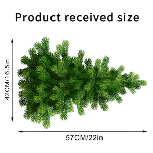 Detailed dimension guide for Christmas pine tree wall decal showing 42cm x 57cm size