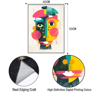 Three-piece retro abstract wall art set with minimalist portraits in 40x50cm size