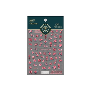 Adesivi per unghie 5D con rose rosa e farfalle sulla confezione del modello TS-3123