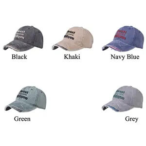Vintage washed cotton baseball caps with Sweet Moment embroidery in five colors