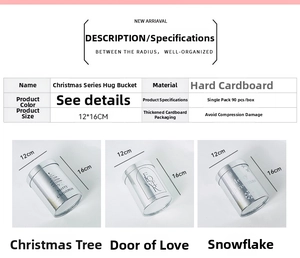 Detailed size guide for silver Christmas flower boxes with snowflake and tree patterns