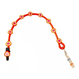 Colorful orange heart chain hair clip with beads for girls hair styling accessories
