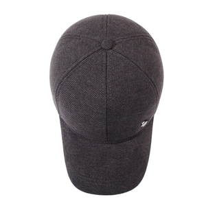Dunkelgraue Winter-Strickmütze für Herren mit Ohrenschutz und warmem Fleece-Futter