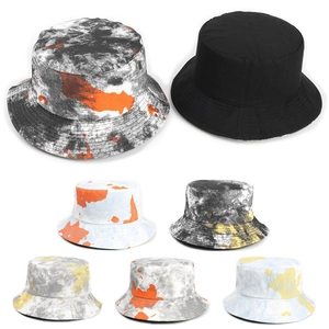 Tie-dye and black reversible bucket hats collection in assorted colors for outdoor sun protection