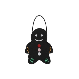 Sac cadeau de Noël en feutre avec motif bonhomme de pain d'épice pour bonbons et déco