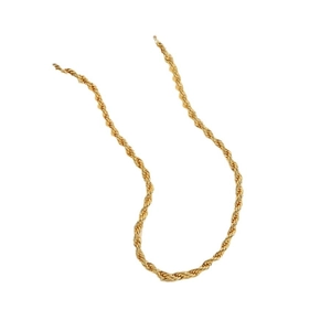 Classic 18K gold plated twisted rope chain necklace with elegant metallic luster