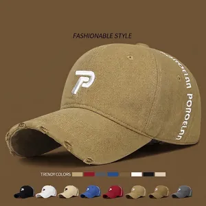 Cotton Distressed Baseball Cap Washed Letter Embroidery Adjustable Dad Hat Outdoor Casual Sport For Men Women