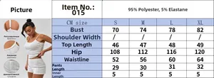 Detailed size chart for women's two-piece summer pajama set including tank top and shorts