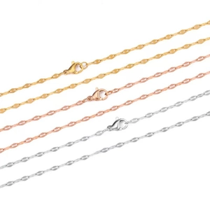 Chaînes en acier titane plaqué or 18k or, rose et argent avec fermoirs mousqueton