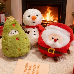 Cute Santa Claus, Snowman and Christmas Tree plush doll set for holiday gifts