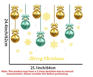 Detailed view of Christmas wall decal layout with gold snowflakes and size dimensions