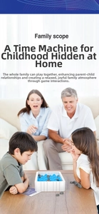 Family playing strategic magnetic chess game on table in a bright indoor home setting