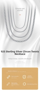 Detail view of S925 sterling silver zircon tennis necklaces layered on white silk fabric
