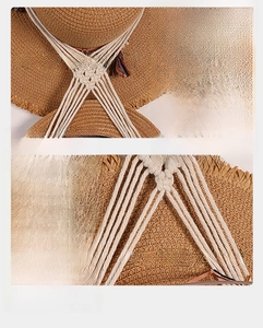 Macro detail of hand-woven cotton ropes and texture on a Nordic style wall hat organizer