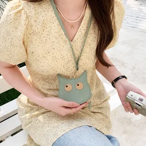 Simpatica borsa a tracolla da donna in pelle PU verde chiaro a forma di gatto
