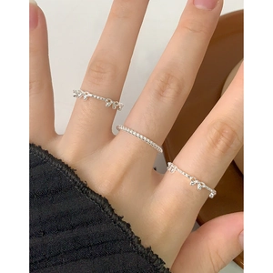 Elegant S925 sterling silver minimalist bow ring set for women worn on model hand
